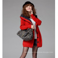 Fashion Winter Jacket Girl Long Sleeve Knit Fur Hooded Sweater Coat